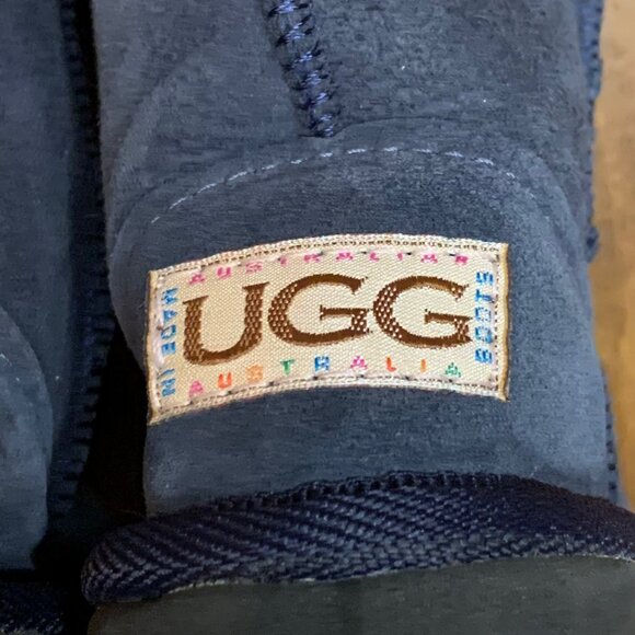 UGG Australian Made Sheepskin Boots Kids 7 Navy Blue Shearling Toddler Boot NEW - Picture 6 of 11